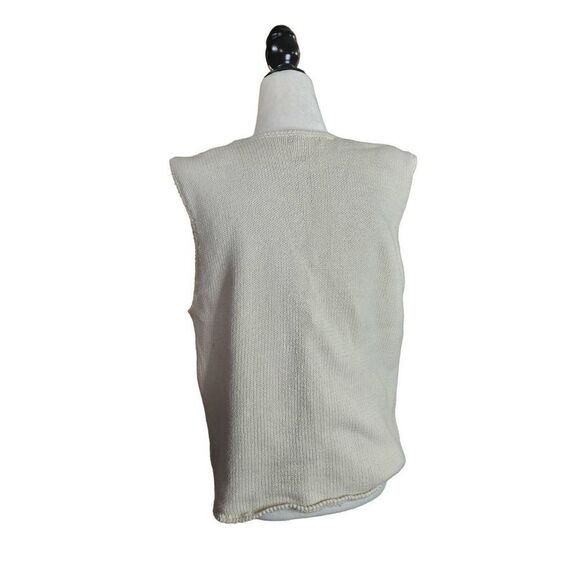 Cotton Cream Minimalist 90s Sweatervest Button Front by Talbot Size Large L vint - Picture 5 of 7